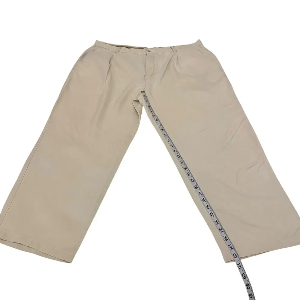 Men's Tommy Bahama Size 42x27 100% Silk Pants Tan Beige Relaxed Leg Coastal